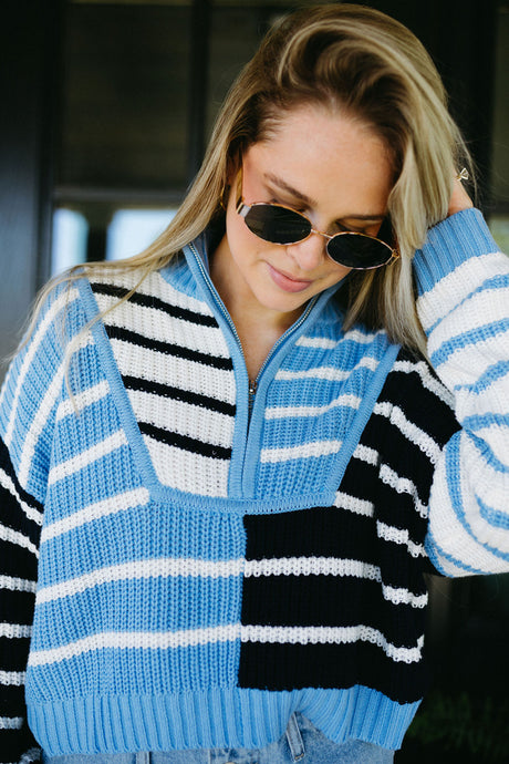 Skye Striped Half Zip Sweater