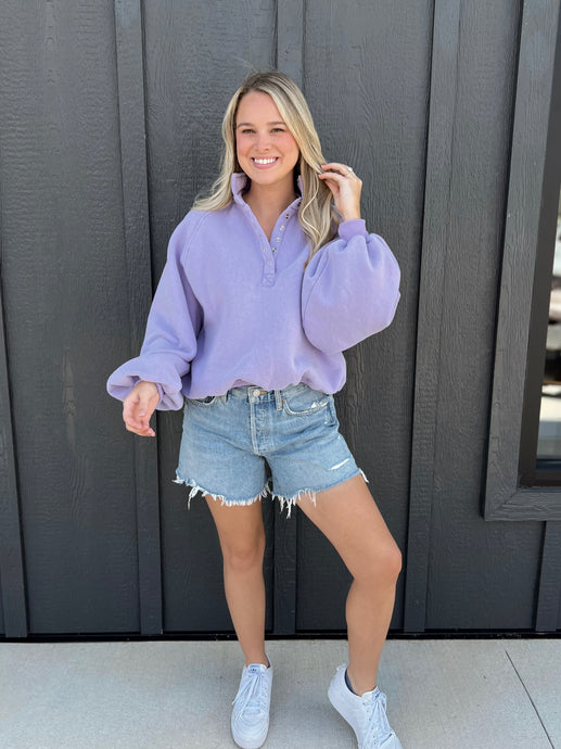 Piper Button Pullover | Lavender
