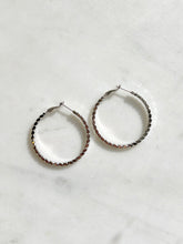 Load image into Gallery viewer, Cate Textured Hoops - Silver