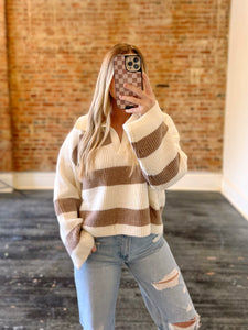 Greyson Collared Stripe Sweater