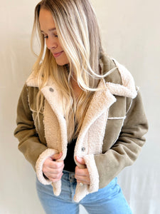 Suede and Sherpa Reversible Jacket