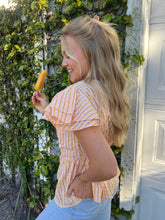 Load image into Gallery viewer, Tangerine Gingham Ruffle Top