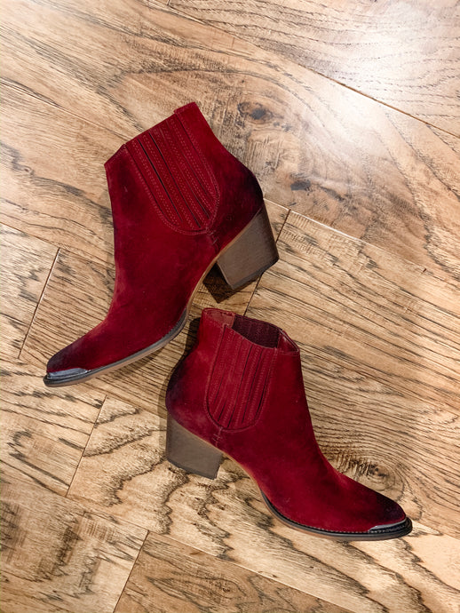 Red Western Ankle Bootie